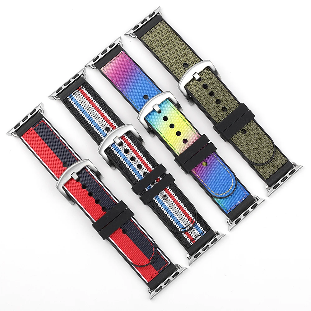 Ремешок нейлоновый силиконовый для Apple Watch модный браслет iWatch 4 Band 42 мм 44 38 40 5 3 2 1 # E