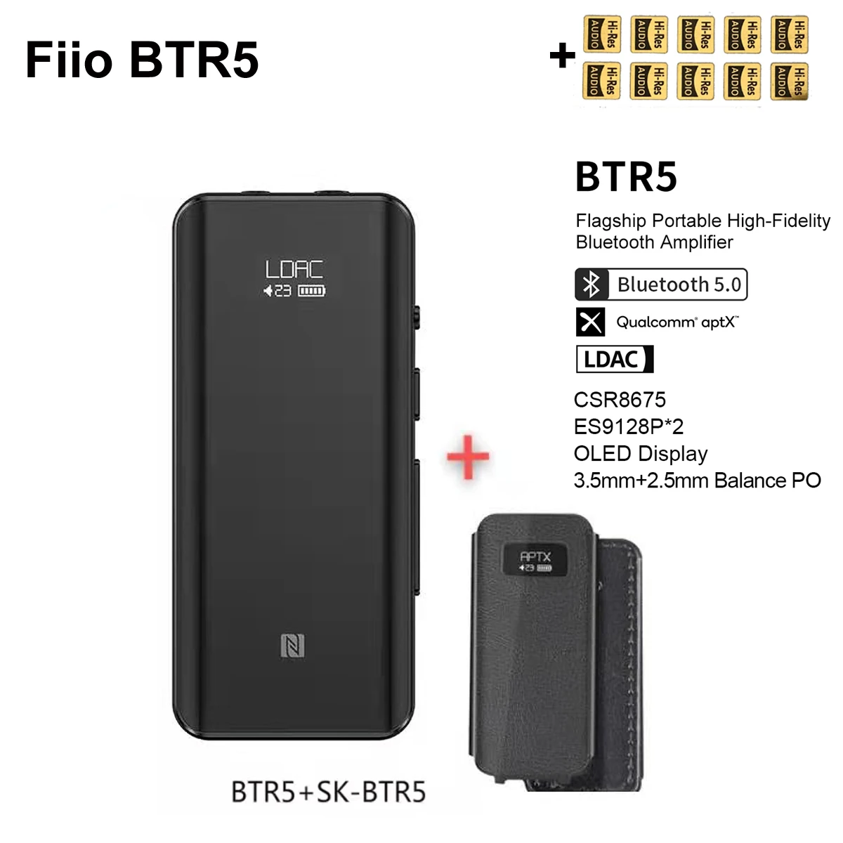 Fiio BTR5 ES9218P USB DAC Bluetooth 5 0 усилитель для наушников приемника 3 5/2 мм Выход AAC SBC aptX LDAC