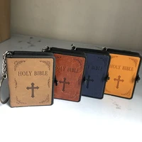 christian jesus cross leather keychain resin english holy bible book key ring jewelry for mom dad gift religion