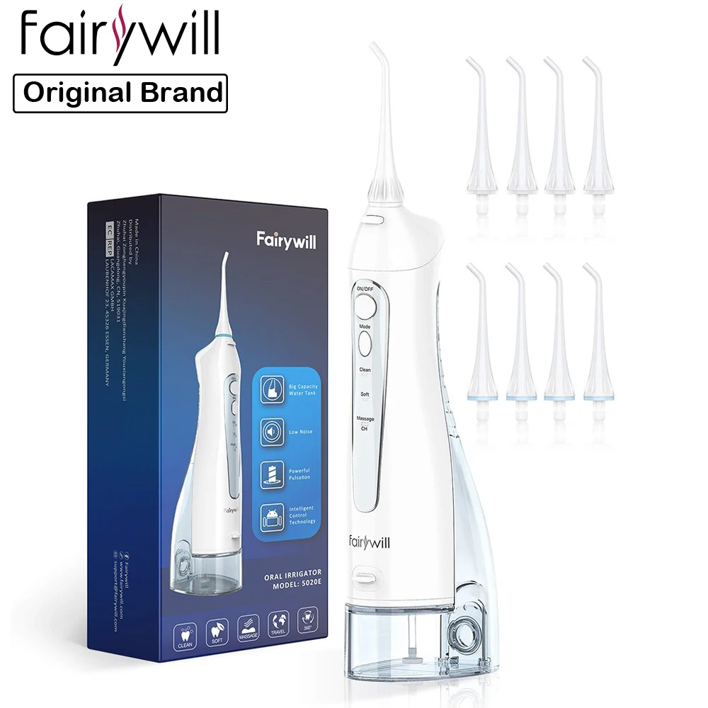 

Fairywill Water Flossers & Sonic Toothbrush 3 Modes and 8 Jet Tips IPX7 Waterproof USB Charged Oral Irrigator for Travel