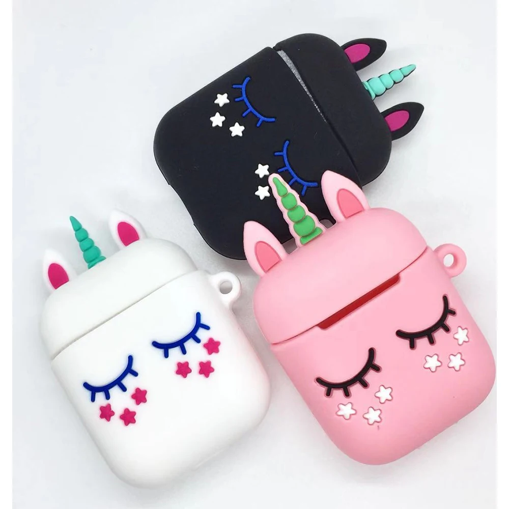 Силиконовый чехол для airpods 2 airpods, чехол с милым единорогом, розовый мультяшный защитный чехол, беспроводной чехол для наушников air pods 2, чехол