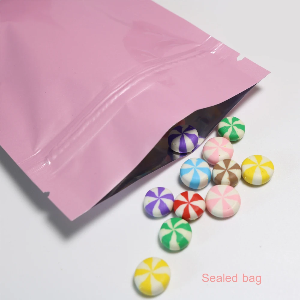 

100pcs Heat Sealing Ziplock Pouches With Tear Notch Metallic Mylar Flat Zip Lock Package Bag Multi-Color Eco-Friendly Food Bag