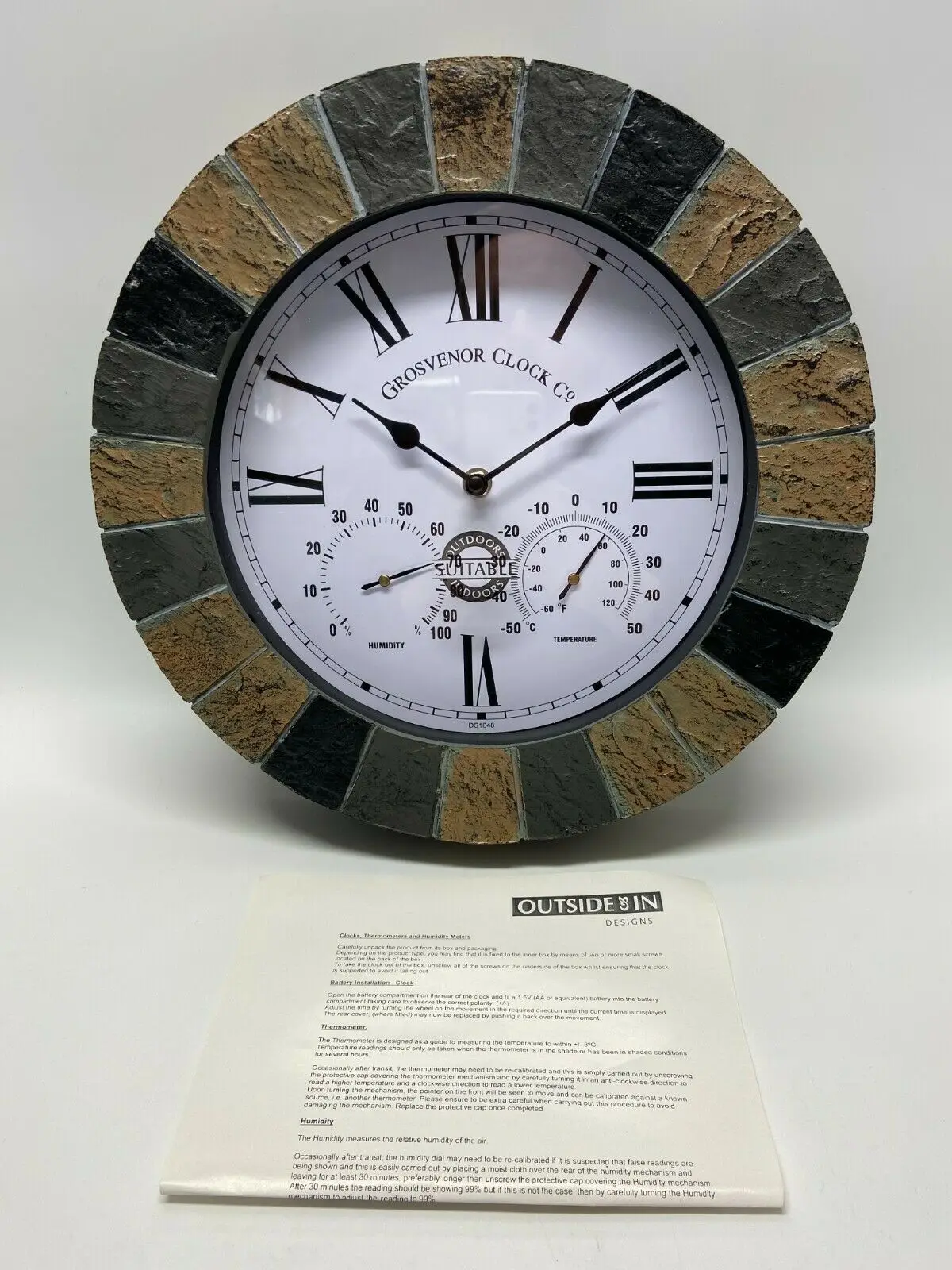 

Садовые настенные часы с эффектом грифельного песка от Grosvenor Clock Co - New in Box