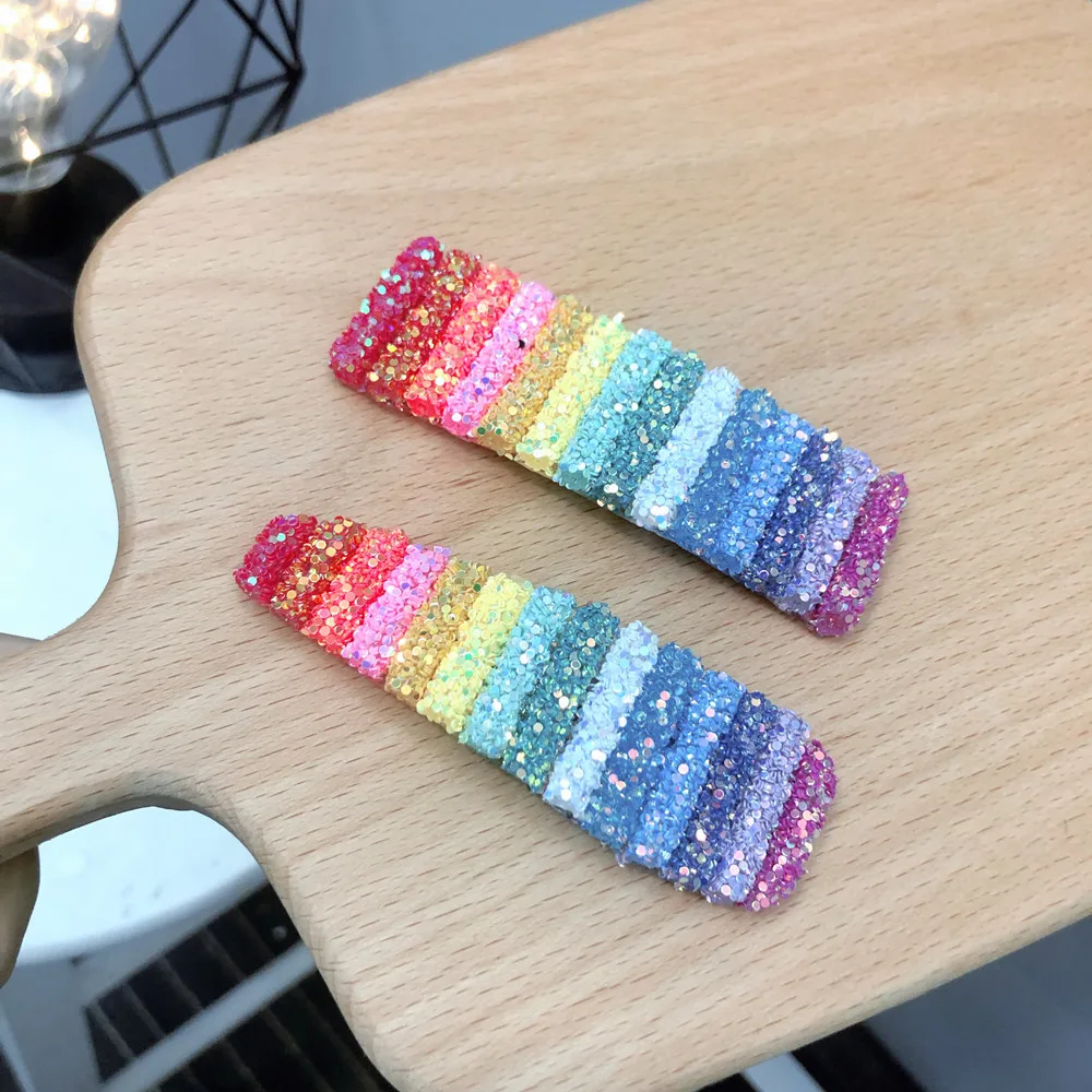 Girls Headwear rainbow stripe hairpin sequins shining head wear accessories for girls new fashion Christmas hair Deco |
