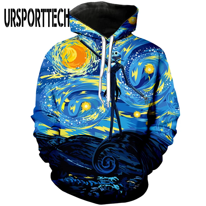 Весенне осенние толстовки на Хэллоуин мужские с 3D принтом мужская и женская