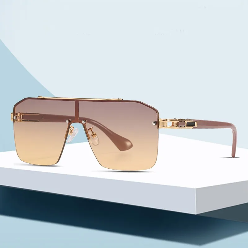 

New Fashion Square Metal Gradient Sunglasses For Men Shield Style Vintage Brand Design Sun Glasses Oculos De Sol UV400 Goggle