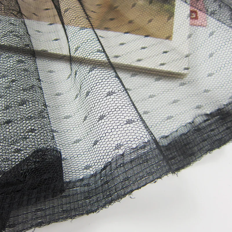 1 ярд 155 см в ширину из жаккарда черного цвета с узором горошек тюлевой ткани для