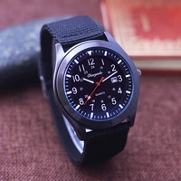 chaoyada fashion men boys cool military canvas calendar date wristwatch students younger large dial water resistant watches