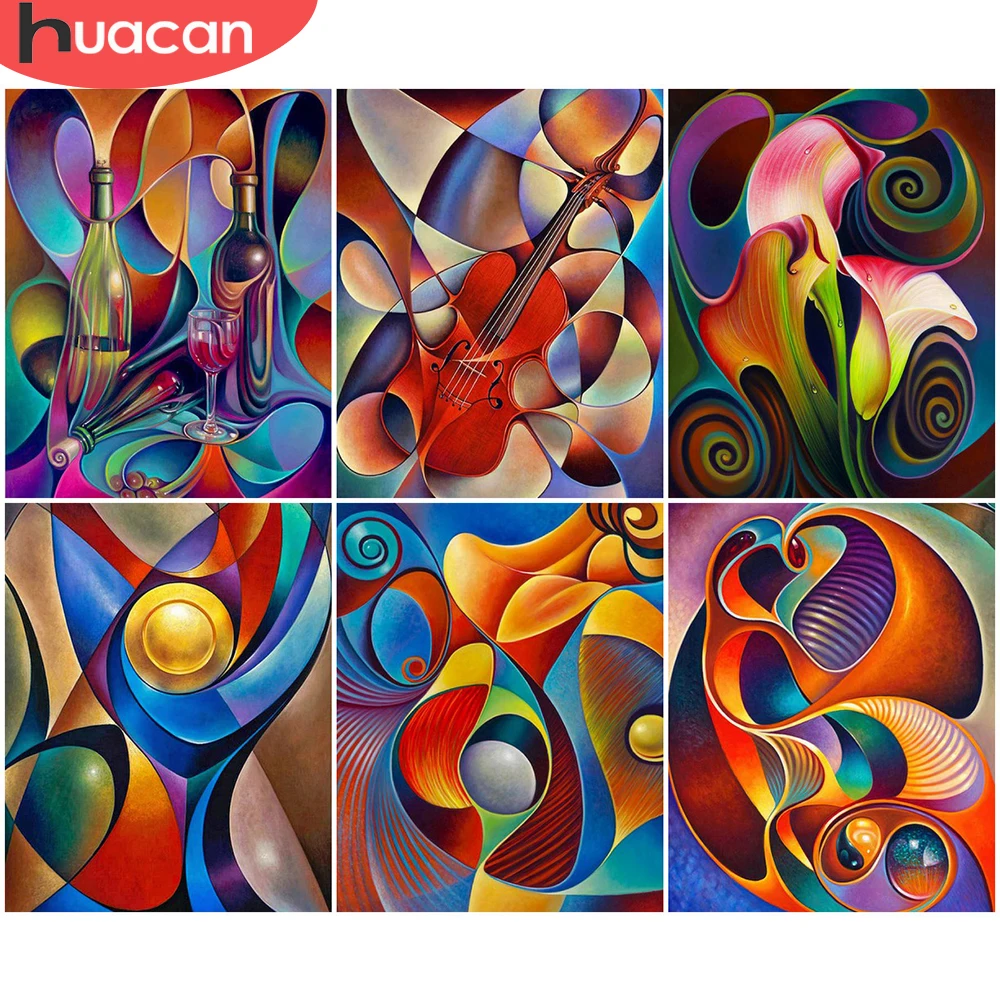 

HUACAN Oil Painting By Number Landscape For Adults Picture By Numbers Abstract Flower Acrylic Paint Home Decoration DIY Gift