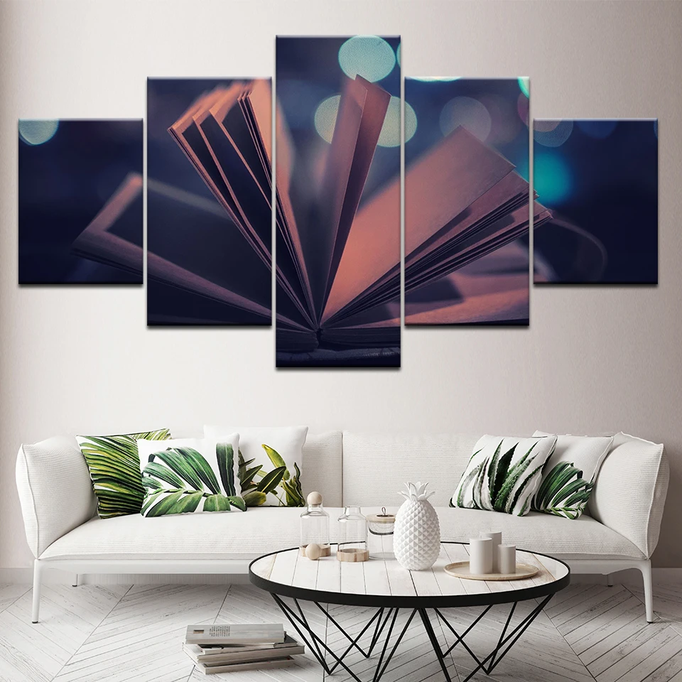 

Canvas HD Prints Art 5 Panel Abstract Opening Book Painting Home Decor Modular Poster For Living Room Framework