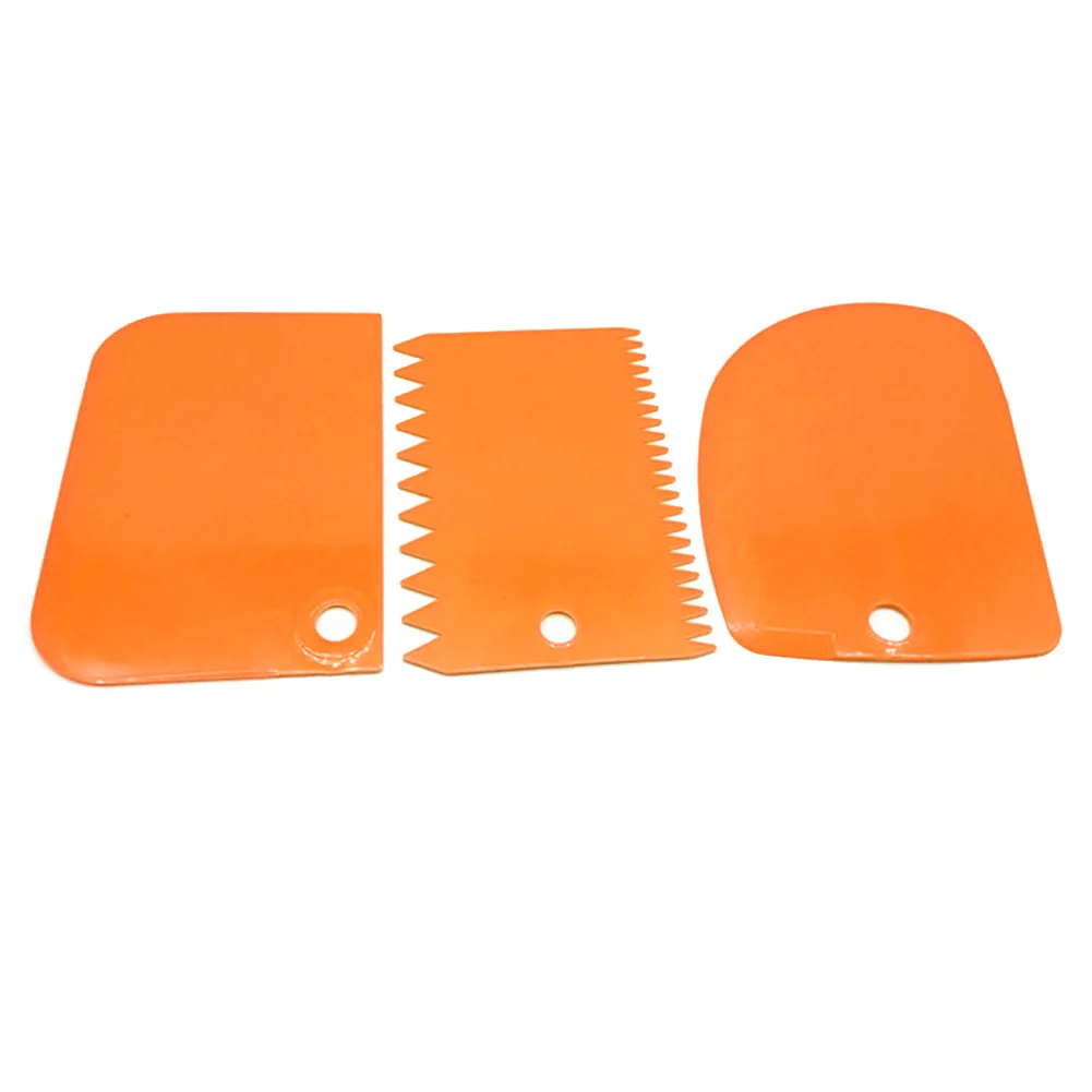 

3Pcs Cream Scraper Suit DIY Kitchen Straight Arc Tooth Shape Cream Bread Cutter Plastic Cake Pasty Scraper Baking Fondant Tools