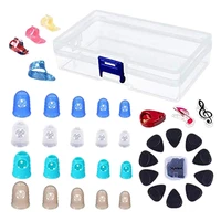 guitar accessories kit including 20pc guitar finger protectors 10pc standard guitar picks 4pc thumb picks with grid case storage