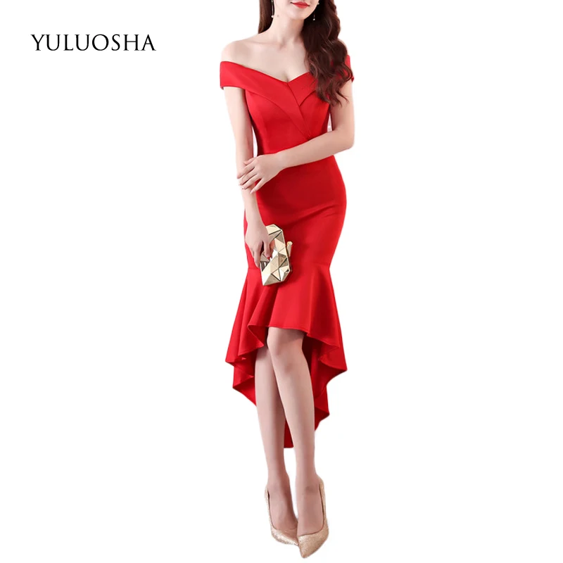 

YULUOSHA Elegant Evening Dress A-Line Boat Neck Sleeveless Royal Blue Dress for Girls Formal Dress Vestidos De Fiesta De Noche
