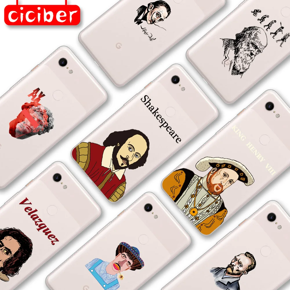 

Shakespeare Darwin Case For Google Pixel 4 5 3 2 XL Cover for Pixel 3a 4a XL 5G Soft Silicone TPU Shockproof Phone Back Fundas