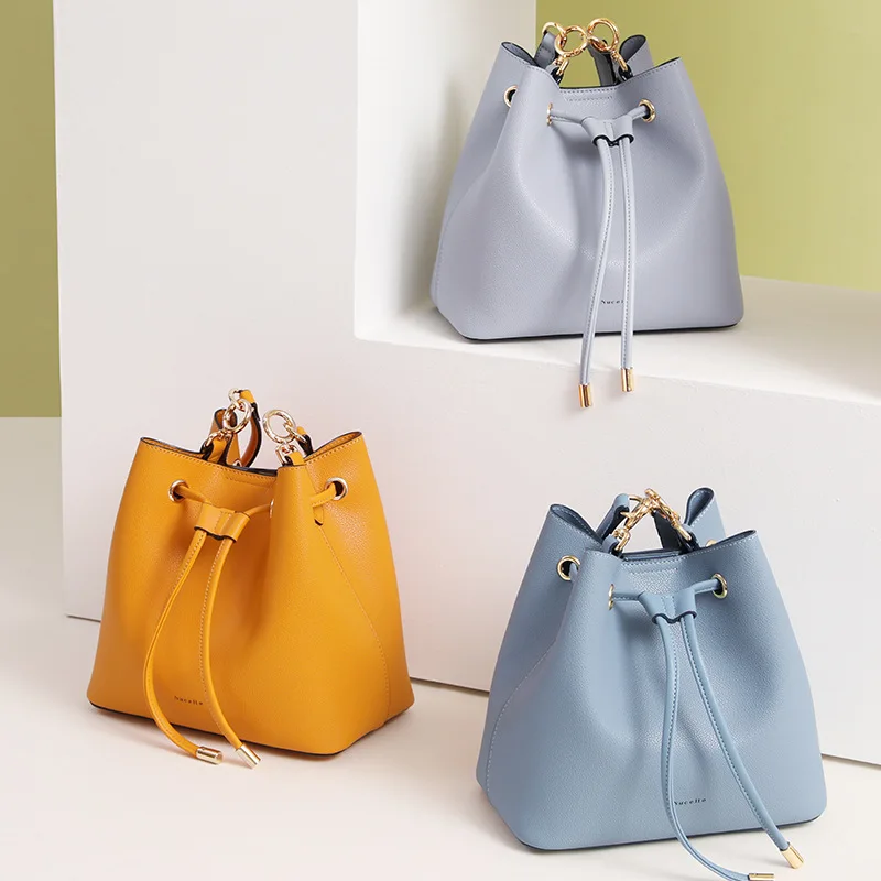 

NUCELLE 2020 new luxury designer fashion simple handbag ladies shoulder messenger bag Korean tassel Bucket Bag