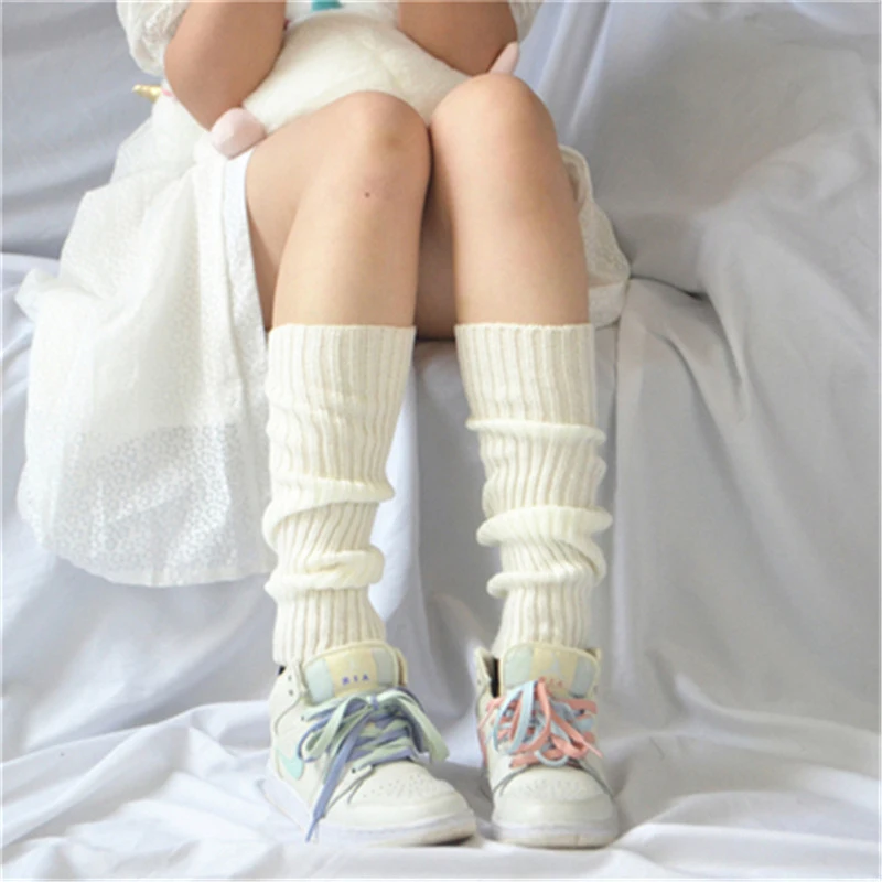 

Women's Korean Knitted Candy Color Four Seasons Japanese Small Fresh Socks Middle Tube Stretch Solid Color Stack Socks Leg Prote