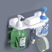 1 pcs bathroom shampoo holder shower shelf storage caddy rack with soap sponge hand sanitizer holder dispenser wall organizer