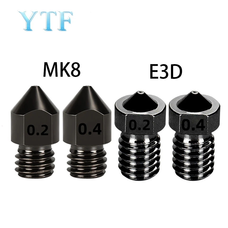 3D Printer Accessory Mk8 E3D Nozzle Hardened Steel Mold Hard Nozzle Nozzle Wear-Resistant Corrosion Extrusion Head