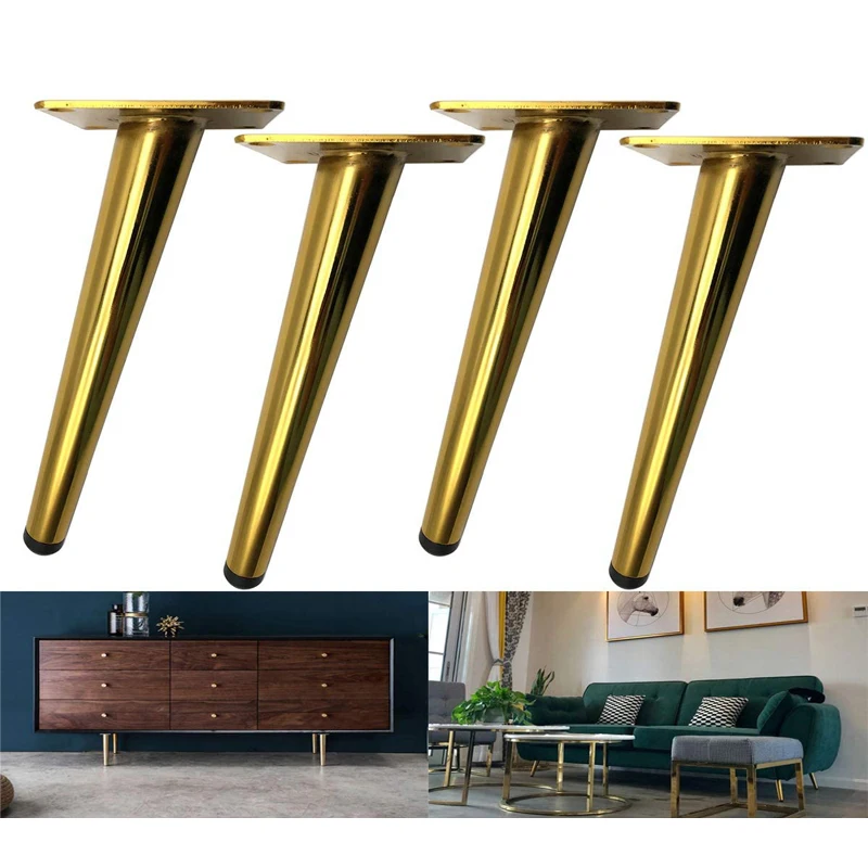 

Golden Cold Rolled Steel Furniture Legs Table Chair Sofa TV Bathroom Cabinet Furniture Straight Cone And Oblique Cone Table Leg