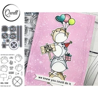 qwell hooray rats cutting dies with clear transparent stamps encouraging words good luck well done diy craft 2020 hot sale