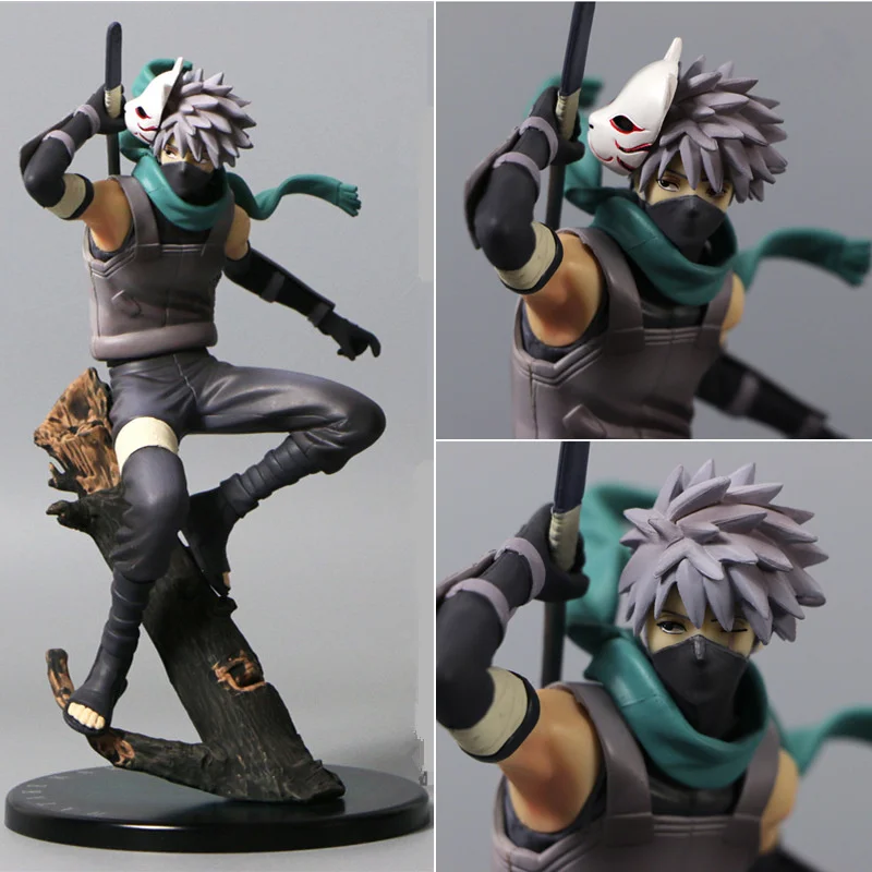 

Anime figurine Change head 23CM Hatake Kakashi PVC Action Figure The Dark Kakashi Figures Collectible Toy