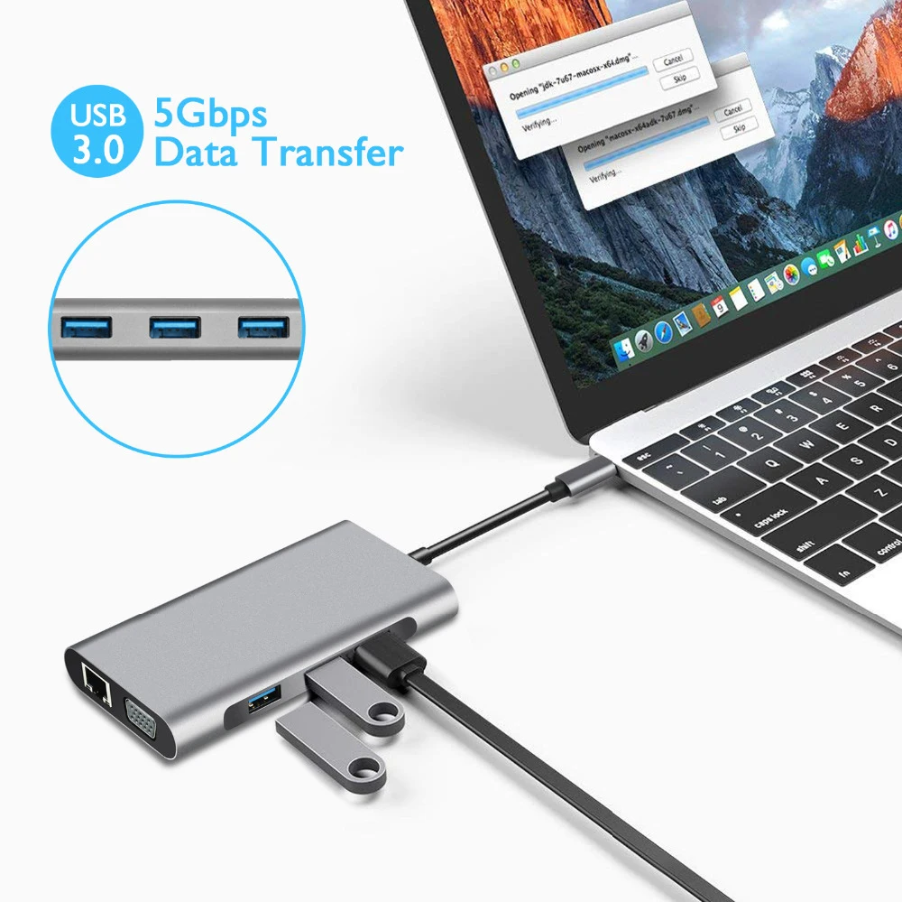 Адаптер USB Type-C к RJ45 Gigabit Lan Ethernet HDMI 4K VGA кардридер SD TF внешний 3 0 аудио для MacBook Samsung
