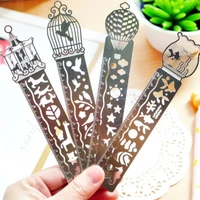 1pcslot cartoon horse birdcage hollow metal bookmark measuring straight ruler tool gift stationery