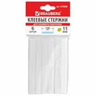 Стержни клеевые BRAUBERG 670298, диаметр 11 мм, длина 100 мм, белые, комплект 6 штук, европодвес