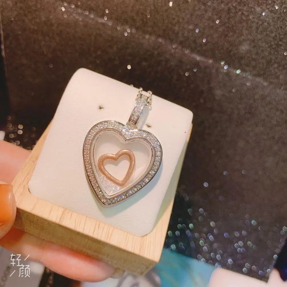 

HIBRIDE 2020 New Heart Design Women Necklace& Pendants Full Mirco Pave Bridal Wedding Accessories bijoux africaine dubai N-1370