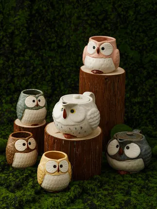 300 мл японская керамическая сова для любителей стеклянных кружек Новогодняя