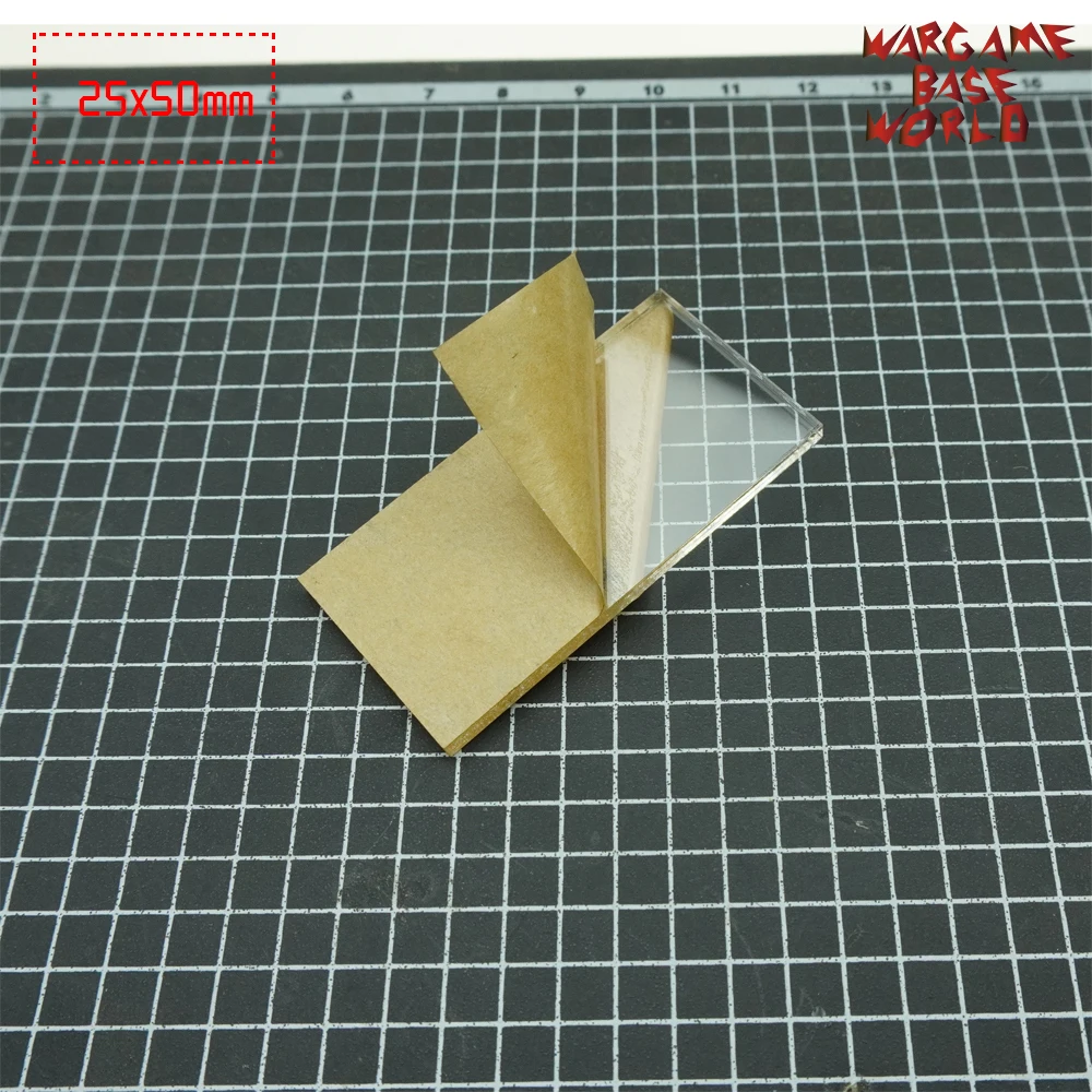 Прозрачные/прозрачные базы для миниатюры прямоугольные 25x50 мм прозрачные