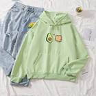 Хлопковые Толстовки для влюбленных пары, милые толстовки в стиле Харадзюку С Рисунком авокадо, веганский хлеб, женская уличная одежда в стиле Харадзюку, свитшоты оверсайз