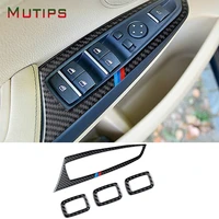 mutips 4pcsset carbon fiber car window lift switch button frame cover trim strip for bmw x3 f25 x4 f26 2014 2017 accessories