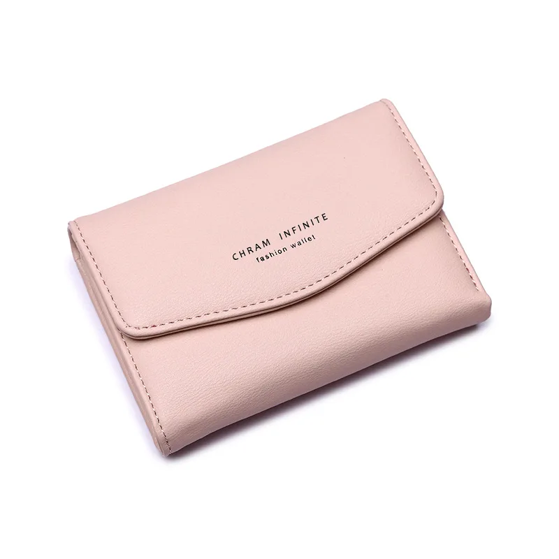 

Кошелек женский кожаный на застежке, однотонный компактный держатель с множеством карт, модные короткие тонкие бумажники на молнии