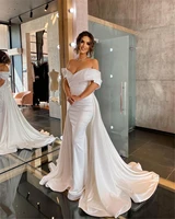 mermaid wedding dresses for bride off shoulder wedding gowns with detachable train bridal dress robe vestidos de dovia 2021