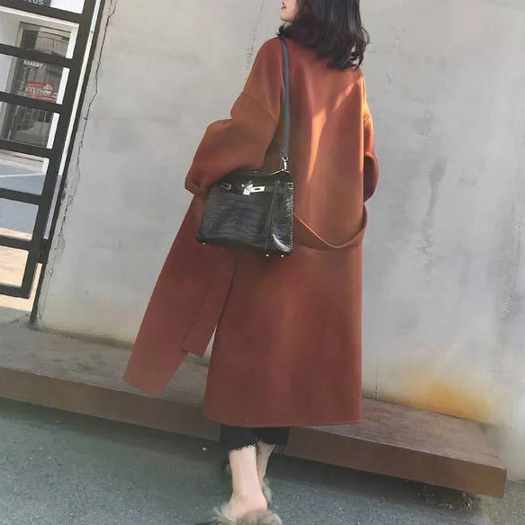 Женское длинное шерстяное пальто SAGACE свободное повседневное размера плюс в