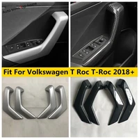 inner door armrest handle decor strip cover trim for vw volkswagen t roc 2018 2022 matte carbon fiber accessories interior