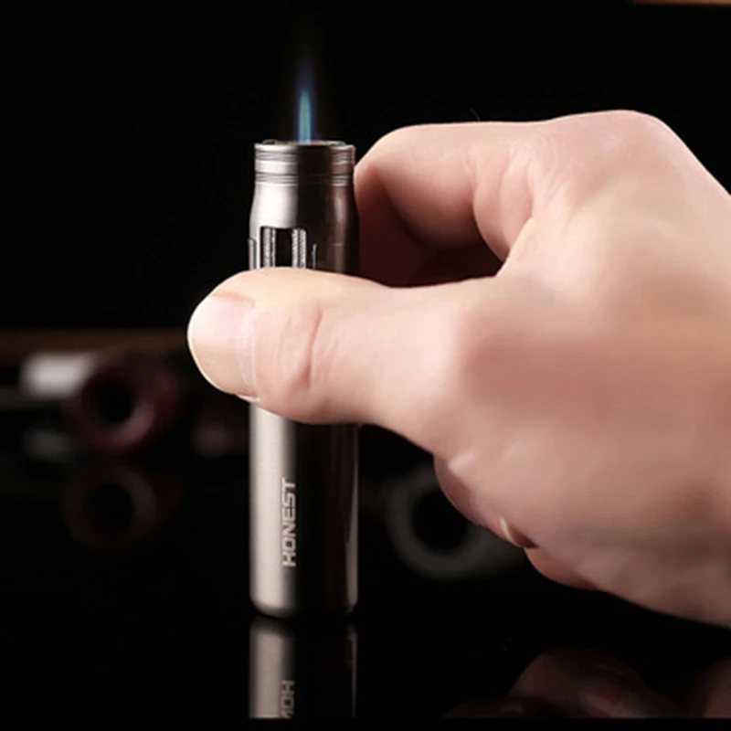 

Torch Turbo Jet Butane Gas Lighter Metal Strip Windproof Cigar Cigarette Lighter 1300 C Fixed Fire Portable Gadgets For Men