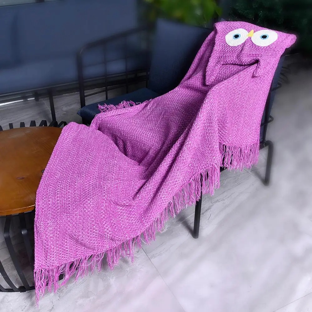 Милое вязаное шерстяное одеяло в виде головы совы стильное пончо новинка для