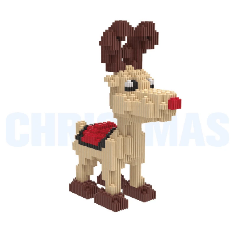 

Xizai 8063 Merry Christmas Gift Santa Elk Reindeer Animal 3D Model Mini Building Blocks Brick Toy 22cm tall for Children no Box