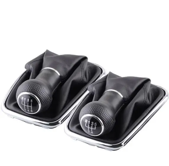 5 6 Speed Leather Gear Shift Knob Lever Shifter Collars Fit For Volkswagen 04-09 Golf | Автомобили и мотоциклы