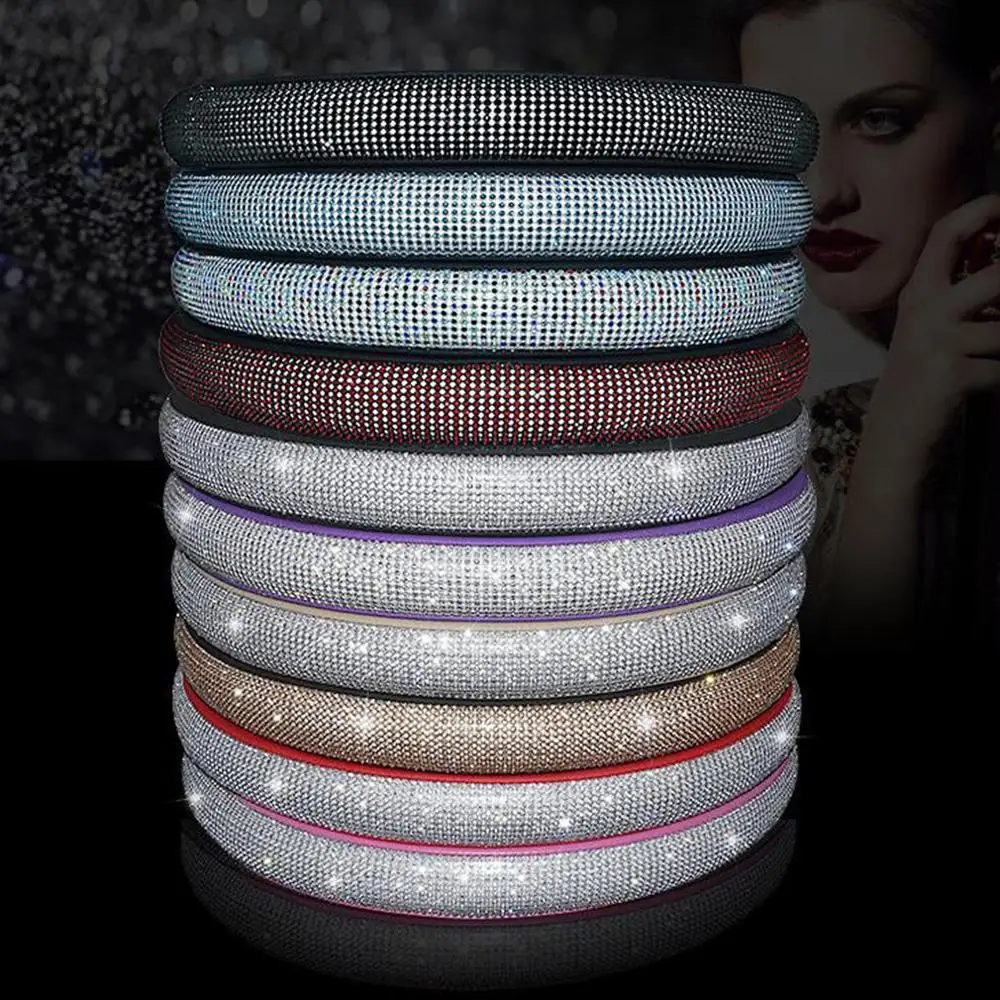 

Inlaid Diamond Car Steering Wheel Cover Rhinestone Cover Steering Wheels Cap Universal Car Accessories Decorating