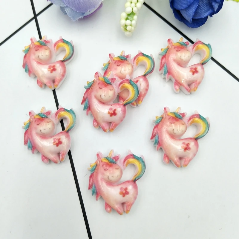 20 шт. Kawaii Смола единорог с плоской задней частью кабошоны из смолы DIY Скрапбукинг