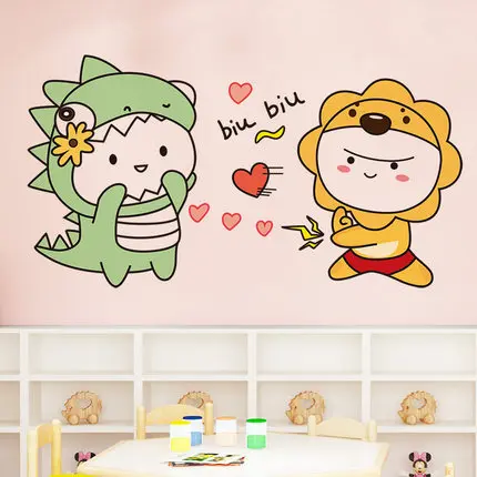 Cartoon Cute Wall stickers Little Monster Wall Pictures For Kids Room Decoration Furniture Posters And Prints Wall Art Wallpaper