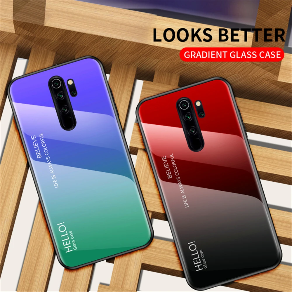 Gradient Color Glass Case For Xiaomi Redmi Note 8 Pro 7 Mi 9 Play 7A K20 Pocophone F1 Back Cover |