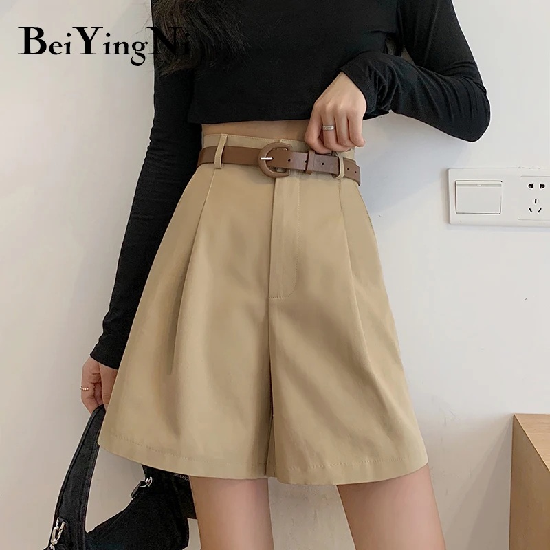 

Beiyingni Summer New Fashion Korean Loose Wide Leg Shorts Womens Casual Harajuku Office Ladies Slim Black Shorts Woman Simple