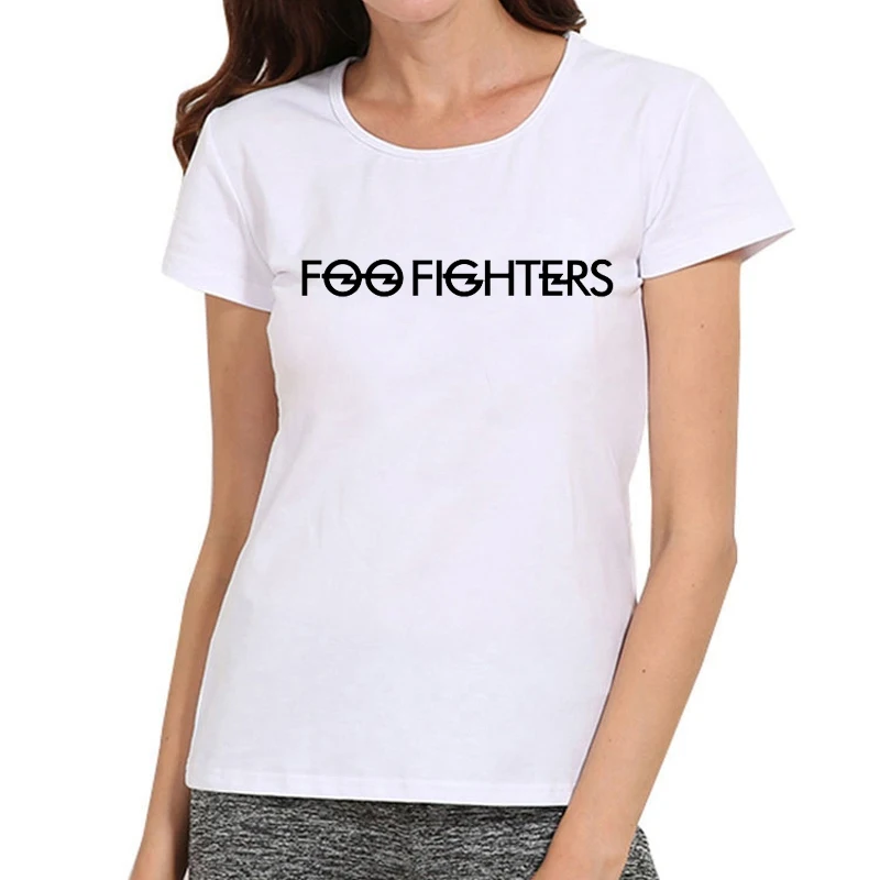 Женская футболка Foo fighers для девочек, Модная белая футболка с логотипом рок-группы Foo fighers, майки футболки, женские футболки