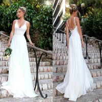 elegant tulle wedding prom dresses floor length lace applique beading a line bridal dress for girl backless boho wedding gowns