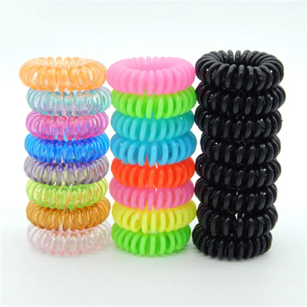 10Pcs Telephone Wire Elastic Clear Hair Bands Plastic Spring Gum For Hair Ties No Crease Coil Hair Tie Ponytail Hair Accessories