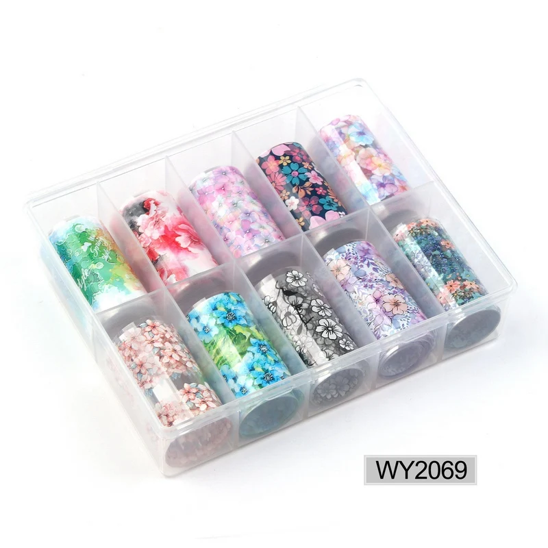 2069 Nail Foil 10 шт./компл. 4*100 см голографическое искусство ногтей Переводные Фольга наклейки бумага Звездное AB Цвет Фольга для ногтей наклейки для хобби ногтевой дизайн - Цвет: 2069 Nail Foil